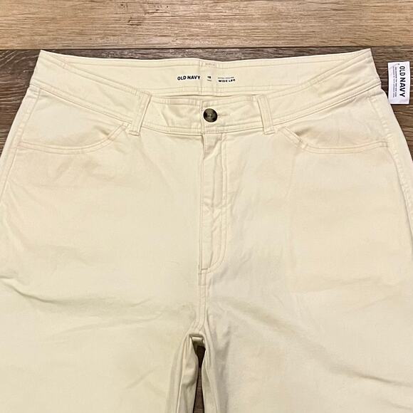 NWT OLD NAVY Womens Extra High Rise Wide Leg Pants Sz 16 Tall Off White 90s Boho - Picture 2 of 5